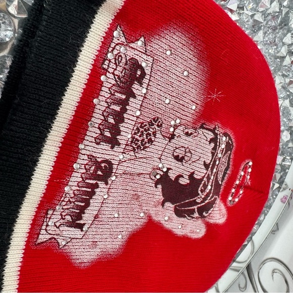 Betty boop hat bling rhinestone diamonds street angel vintage Red hat Beanie main image 8